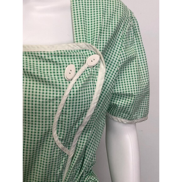 1930s-1940s FRUIT Of The LOOM GINGHAM Checkered Dress W/Adjustable Tie. L-XL - Picture 5 of 10